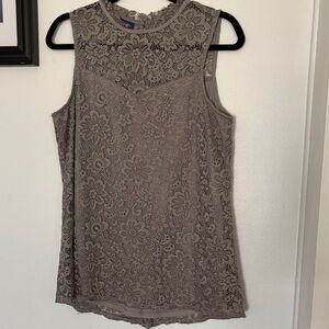 Apt. 9 Taupe Lace Floral Dressy Tunic M